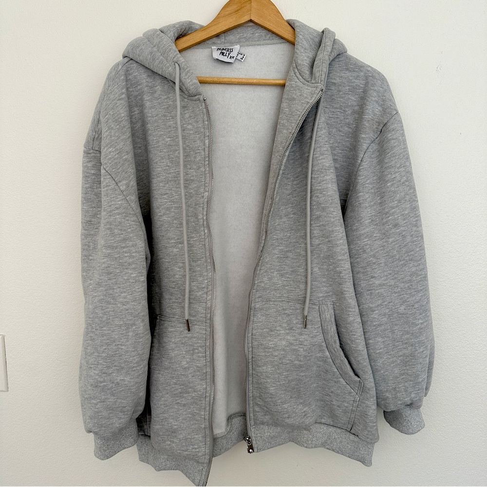 Florida Oversized Zip Up Sweatshirt Grey